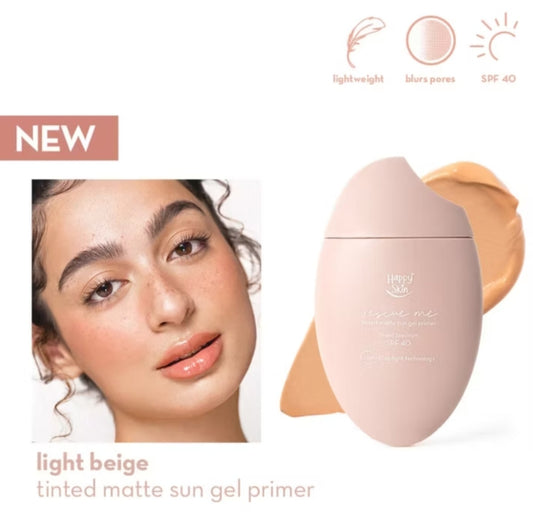 Happy Skin Rescue Me Tinted Matte Sun Gel Primer Broad Spectrum SPF40 Light Beige
