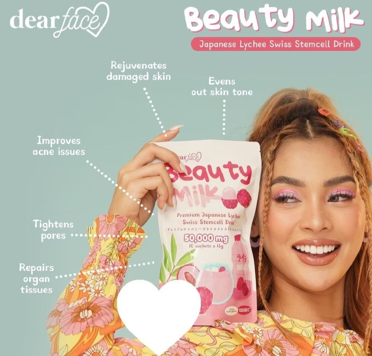 Dear Face Beauty Milk Collagen Lychee