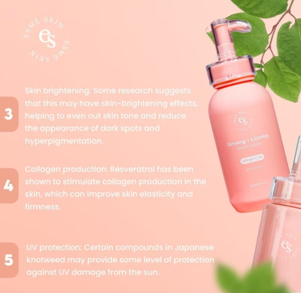Esme Skin Ginseng + Licorice Serum Lotion 250ml SPF 50 PA+++