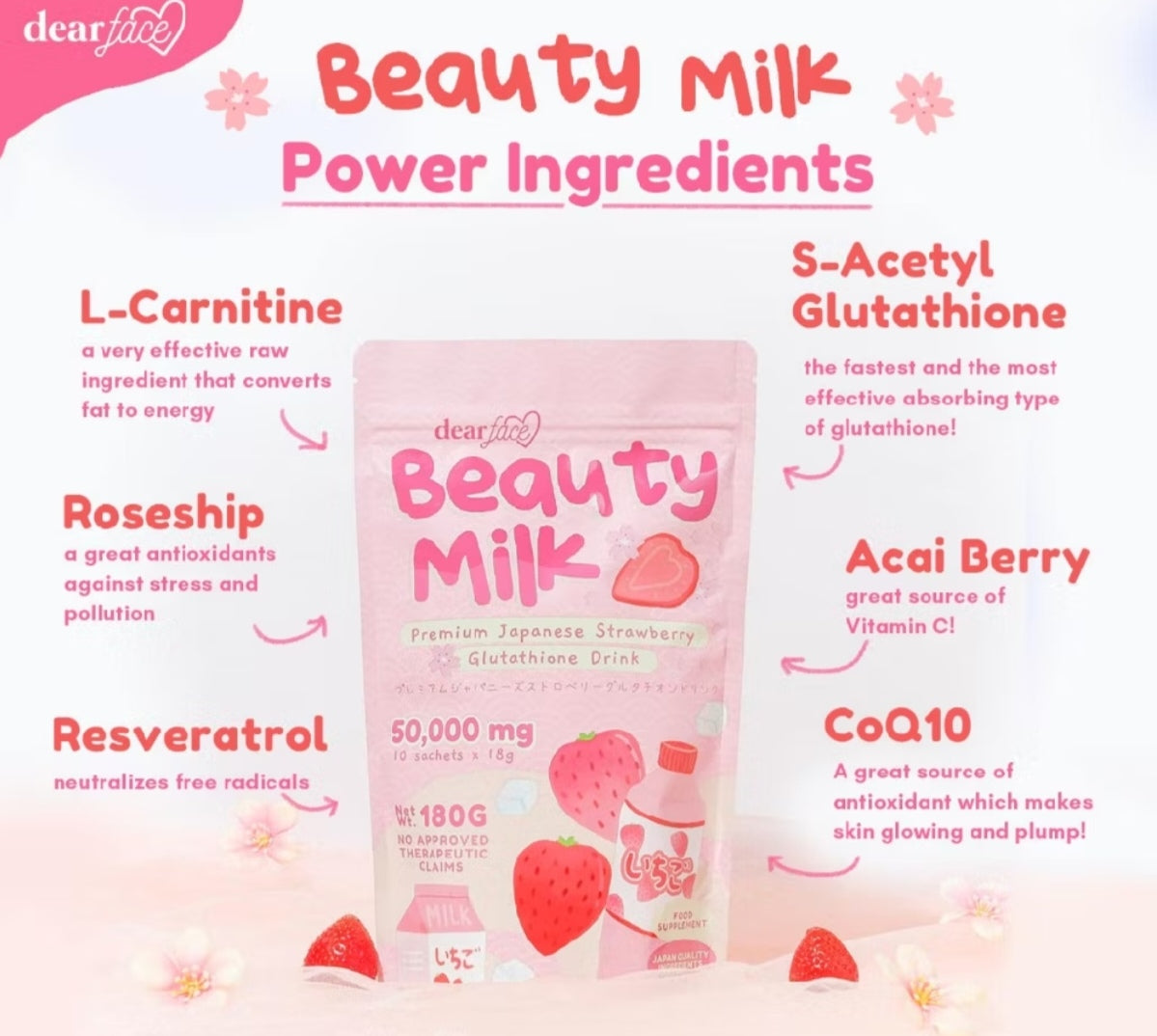 Dear Face Beauty Milk Collagen Drink Ichigo