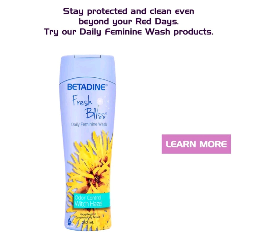 Betadine Fresh Bliss Feminine Wash Odor Control Witch Hazel 150ml