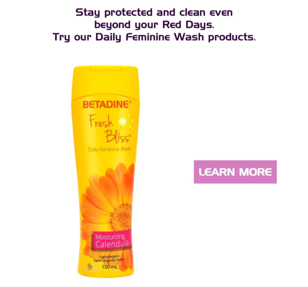 Betadine Fresh Bliss Feminine Wash Moisturizing Calendula X Lavender 150ml